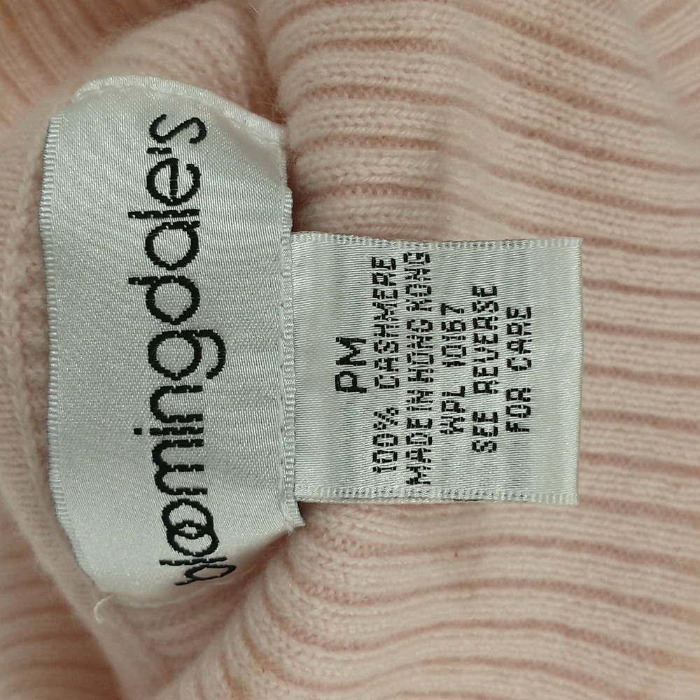 Pink Cashmere Ribbed Sleeveless Turtleneck Classy Bloomingdale's See Measurement - Picture 4 of 6